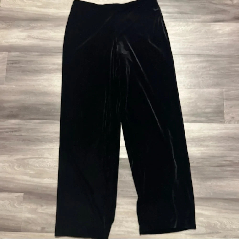 XSCAPE by LAWRENCE KURTZ Velvet Pants sz 12 Black Back Zipper Wide Leg Dressy